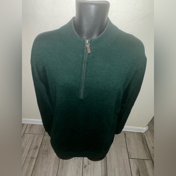 Men’s pre own as is quarter zip green wool pullover size L Hart Schaffener Marx - Picture 1 of 3